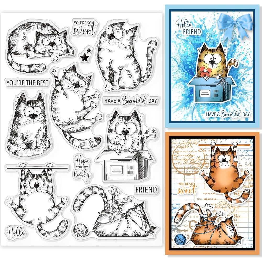 Clear Silicone Stamps For Card Making - Stamps Cat cap bening untuk kucing