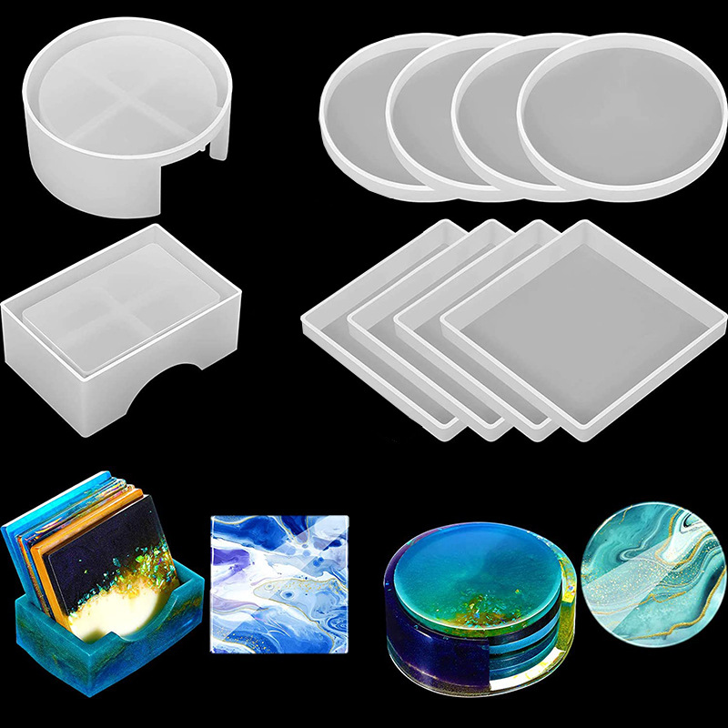 Silicone Epoxy Resin Molds Set - 5 Buah/Set Cetakan Silikon Pembuat Tatakan
