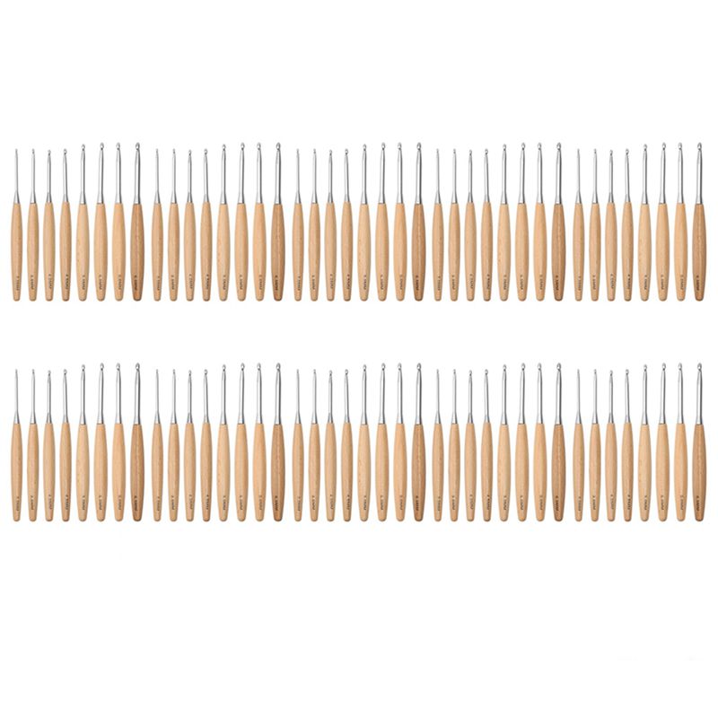 Wooden Crochet Hooks Ergonomic Handle - SEWS-80Pcs Jarum Rajut Kayu 3.0Mm-6.5Mm, Set