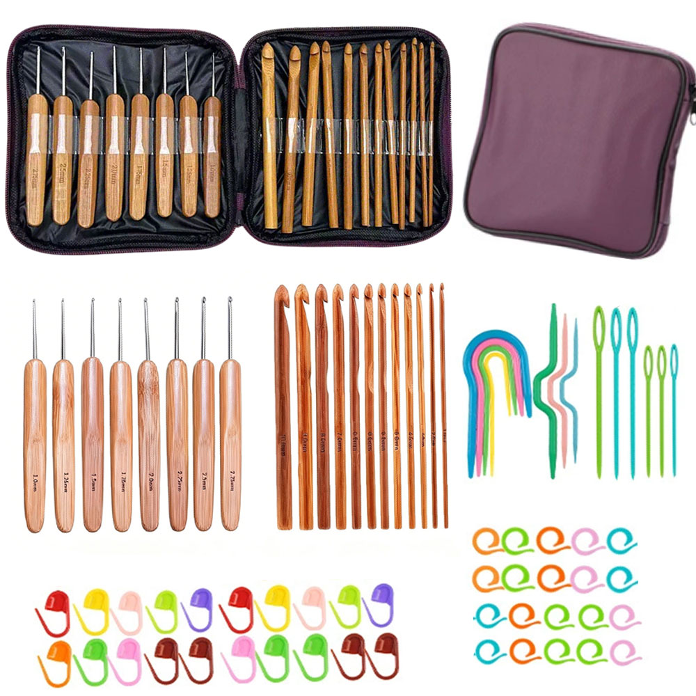 Craft Tools - 74pcs Set Jarum Rajut Bambu Alat