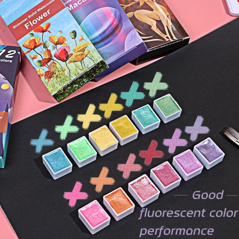 Watercolor Paint Set Solid Pigment - Set Cat Air Solid Portabel 6/12