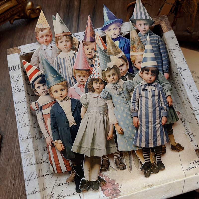 Vintage Junk Journal Scrapbooking Paper - 15Pcs Boneka Kertas Badut Vintage untuk