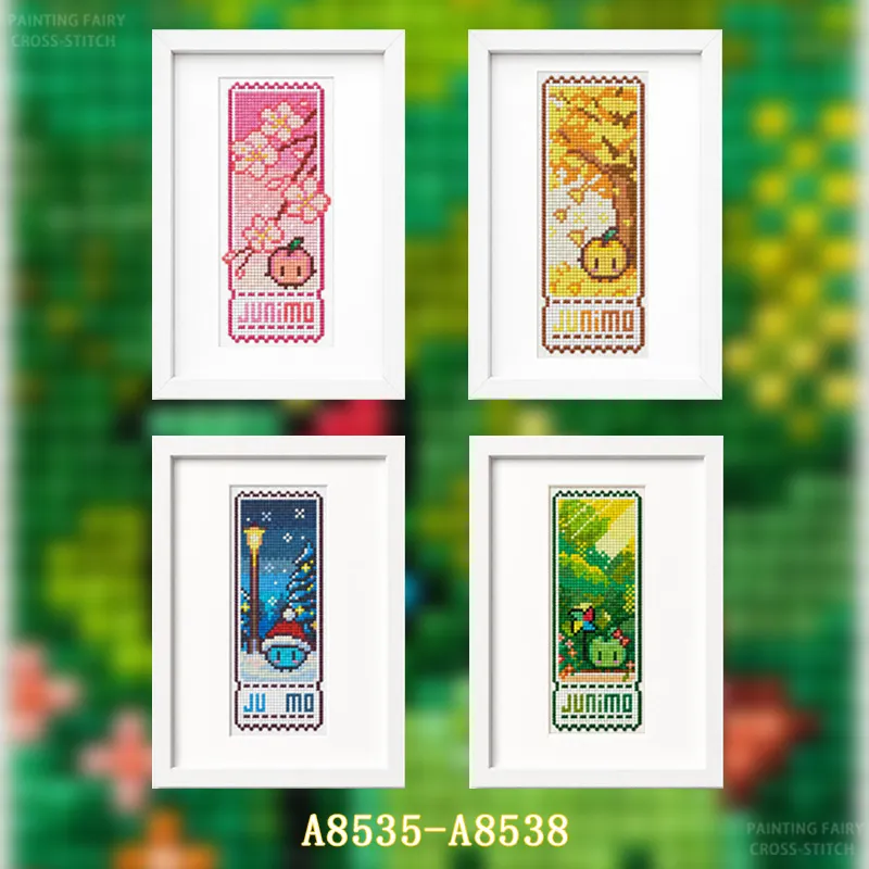Cross Stitch Stamped Kits Beginners - [Seri A-Four Seasons] Kit Sulam Kristik