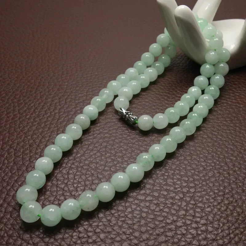 Beading - Kalung Manik-Manik Zamrud Hijau 8-10mm, Perhiasan
