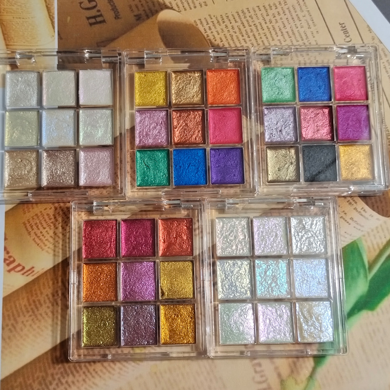 Watercolor Paint Set Solid Pigment - 9 warna Nail Solid Pigment Aurora