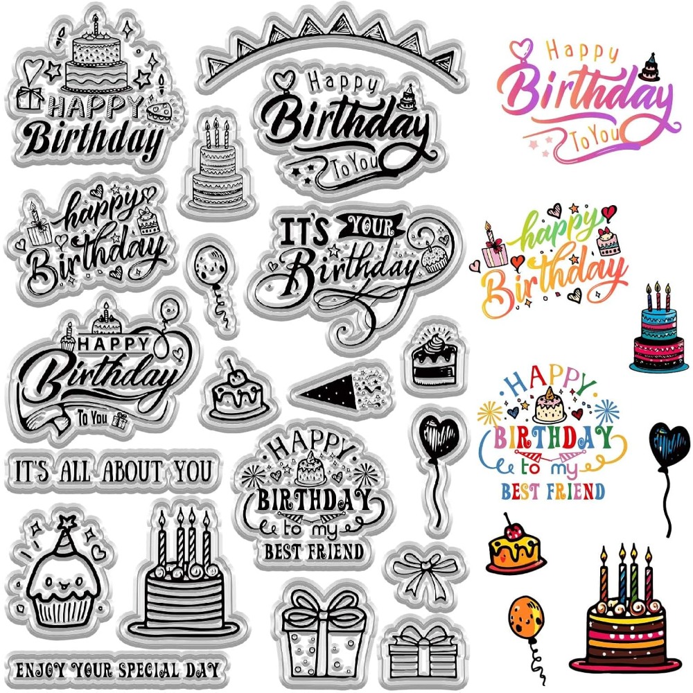 Clear Silicone Stamps For Card Making - Stempel Bening Selamat Ulang Tahun untuk
