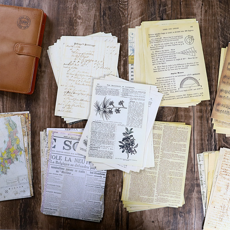 Vintage Junk Journal Scrapbooking Paper - 30 buah huruf bunga peta lama