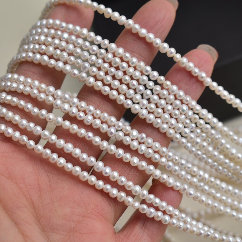 Beading - Mutiara air tawar alami, berwarna putih,