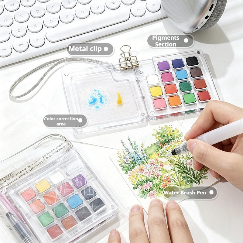 Watercolor Paint Set Solid Pigment - 15 Warna Set Hadiah Lukisan Cat