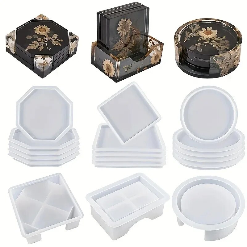 Silicone Epoxy Resin Molds Set - Set cetakan Resin Coaster termasuk 1