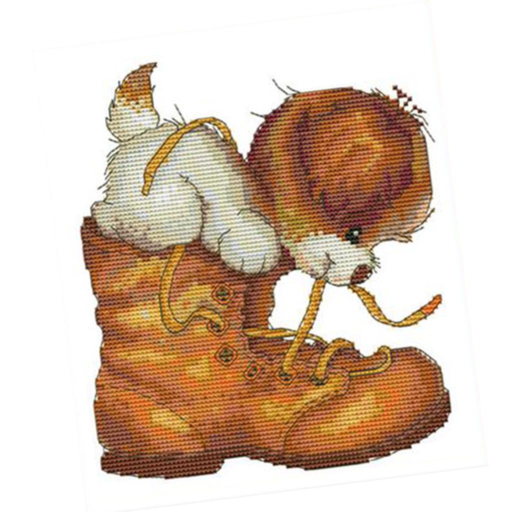 Cross Stitch Stamped Kits Beginners - Kit Sulaman Silang Bermotif Hewan Siap