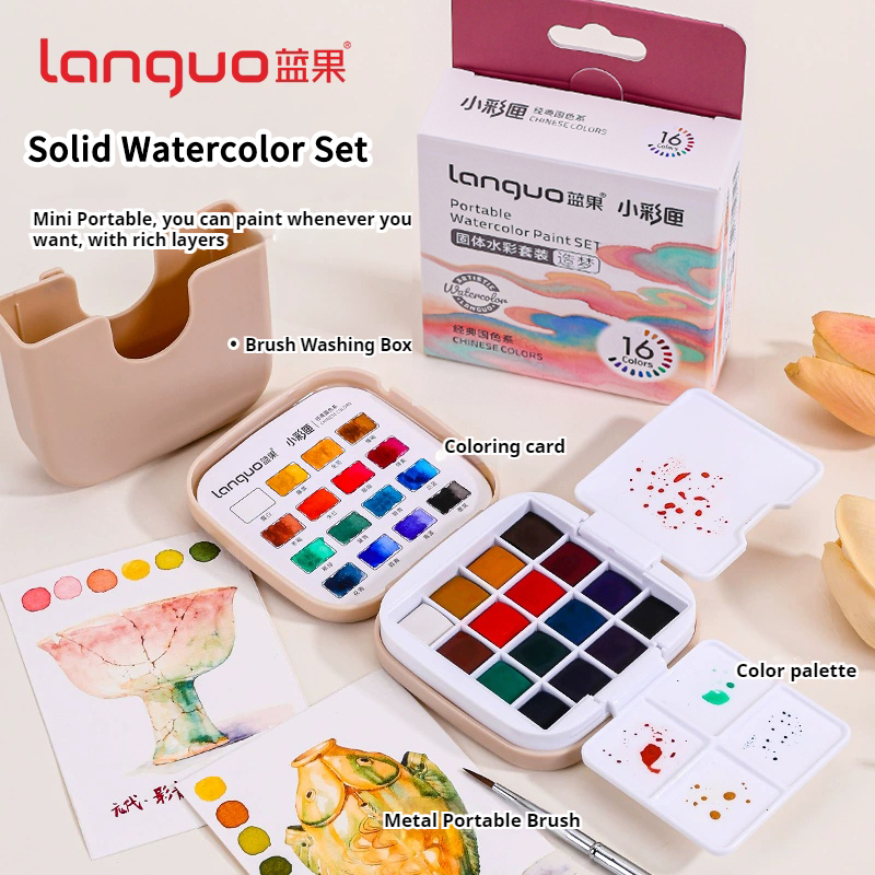 Watercolor Paint Set Solid Pigment - Set Cat Air Solid Languo 16