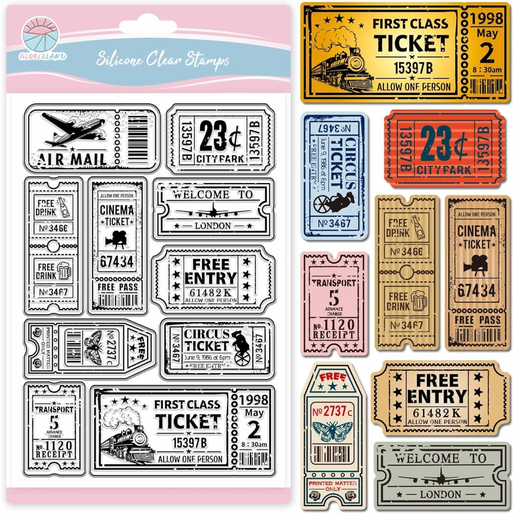 Clear Silicone Stamps For Card Making - Stempel Bening Tiket Antik untuk Buku