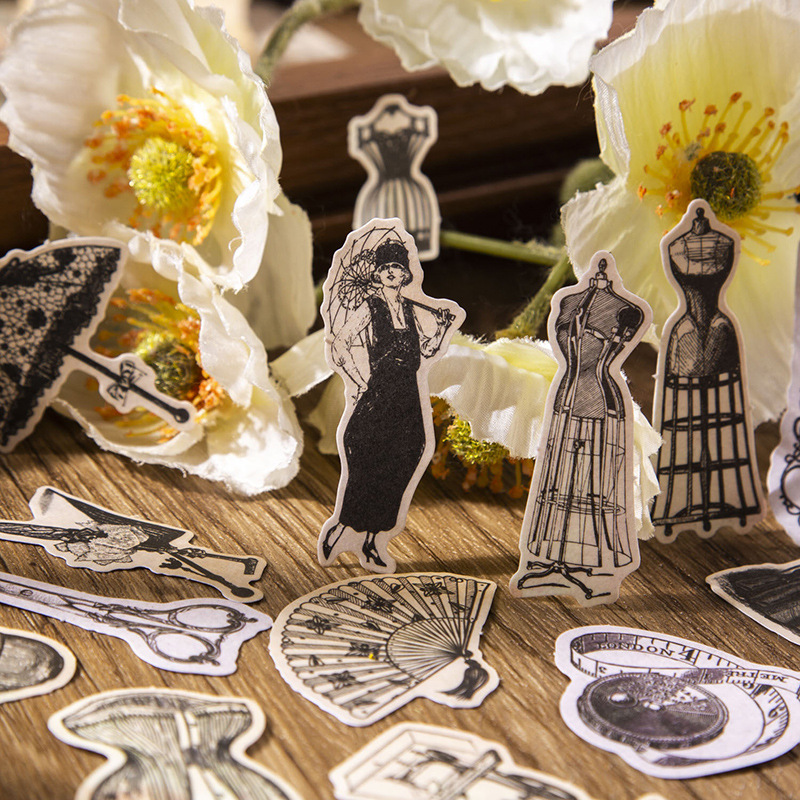 60 buah stiker antik + bahan k - Vintage Junk Journal Scrapbooking Paper ulasan dan harga