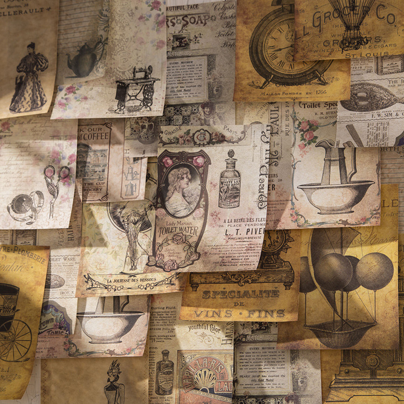 60 buah stiker antik + bahan k - Vintage Junk Journal Scrapbooking Paper ulasan dan harga