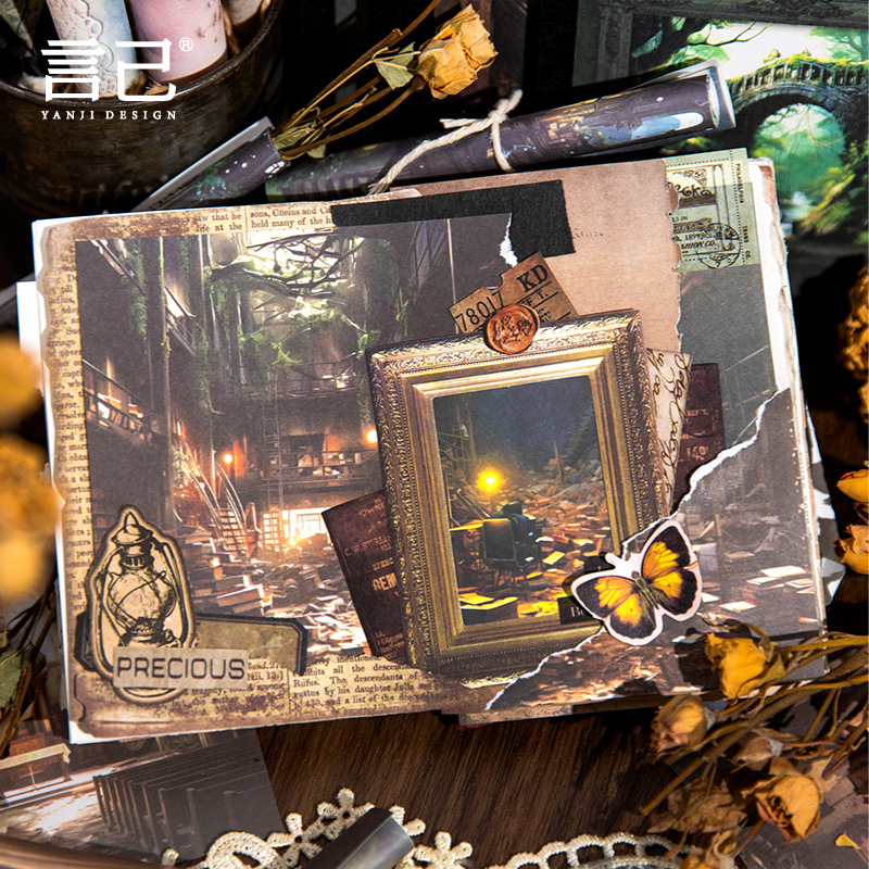 40 buah Vintage INS bahan gaya - Vintage Junk Journal Scrapbooking Paper ulasan dan harga