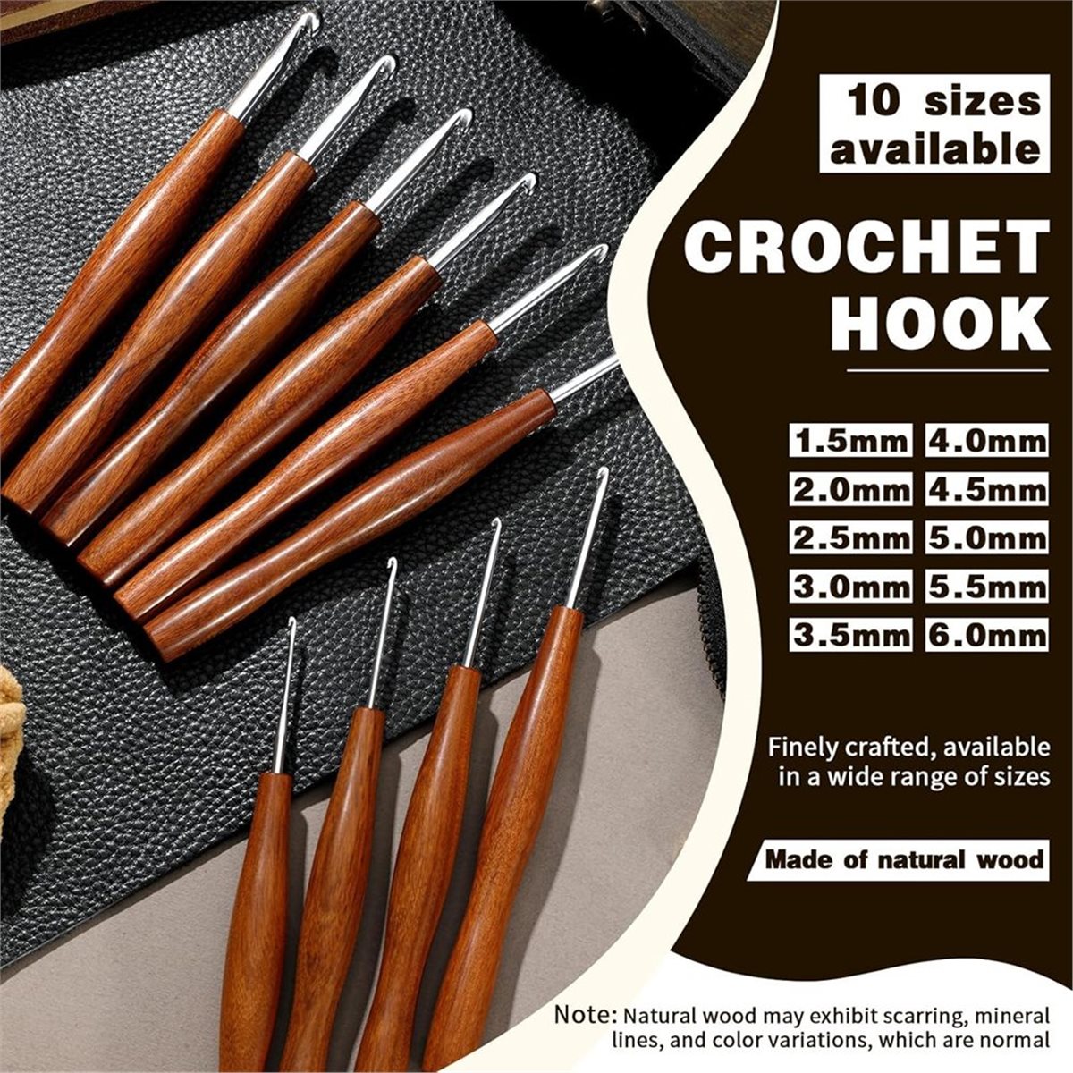 AT16 5 Buah Jarum Rajut, 5 Uku - Wooden Crochet Hooks Ergonomic Handle ulasan dan harga