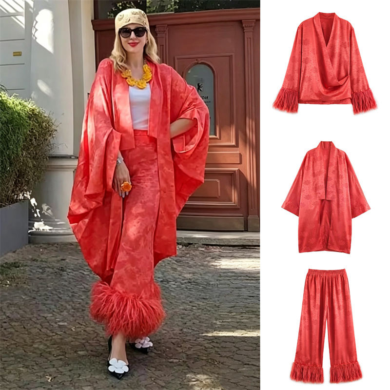 Kimono Satin Jacquard Bunga Me - Embroidery ulasan dan harga