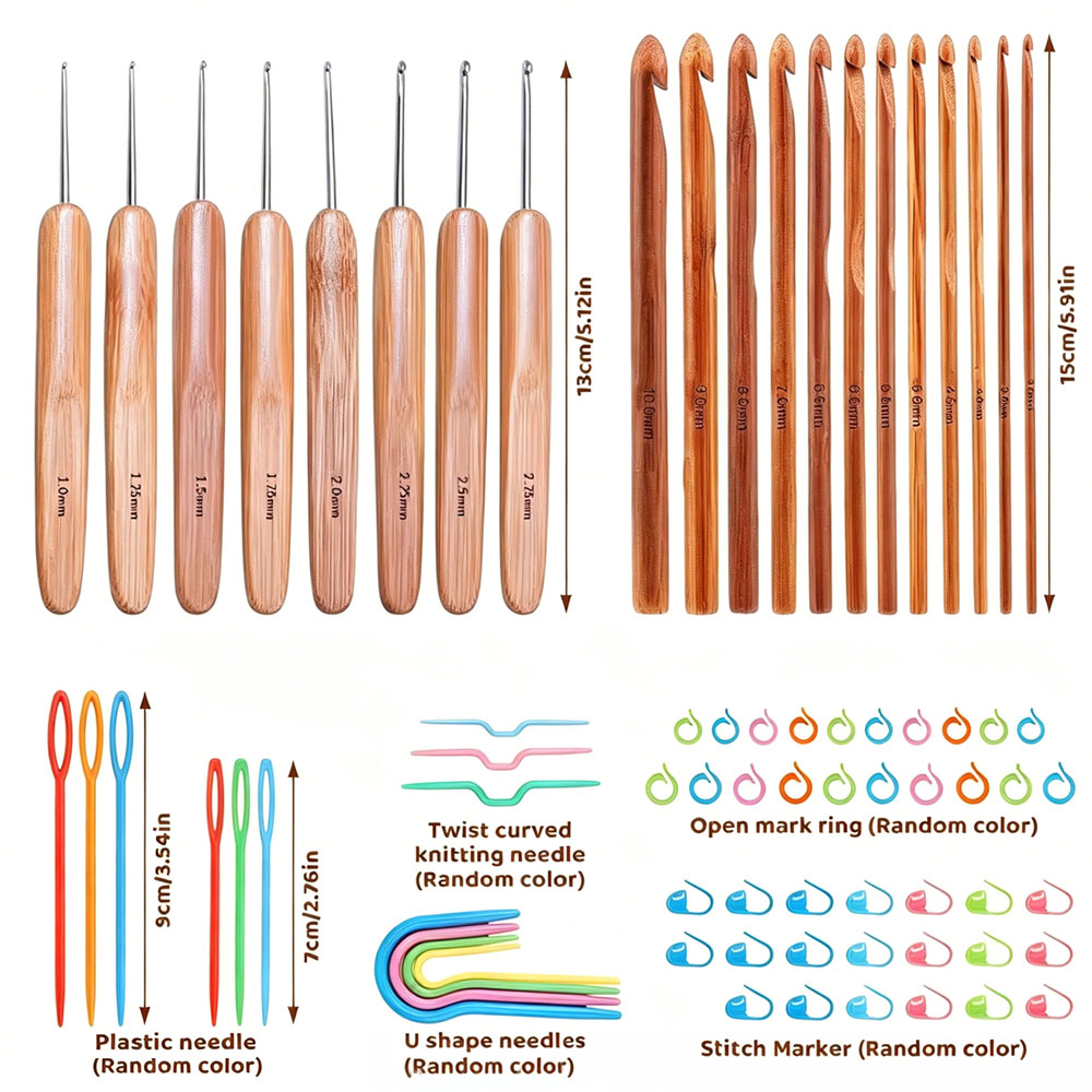 74pcs Set Jarum Rajut Bambu Al - Craft Tools ulasan dan harga