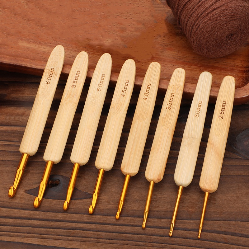 Kait Rajutan Gagang Kayu Bambu - Wooden Crochet Hooks Ergonomic Handle ulasan dan harga