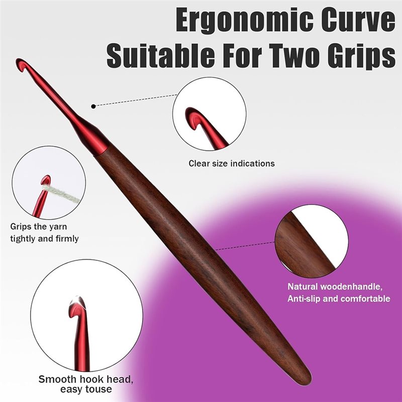 A59Z-Pegangan Kayu Ergonomis u - Wooden Crochet Hooks Ergonomic Handle ulasan dan harga