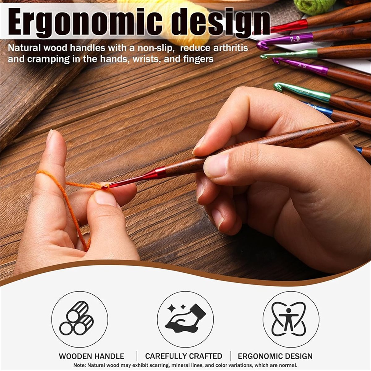 Set Jarum Rajut Baru 2026, Jar - Wooden Crochet Hooks Ergonomic Handle ulasan dan harga