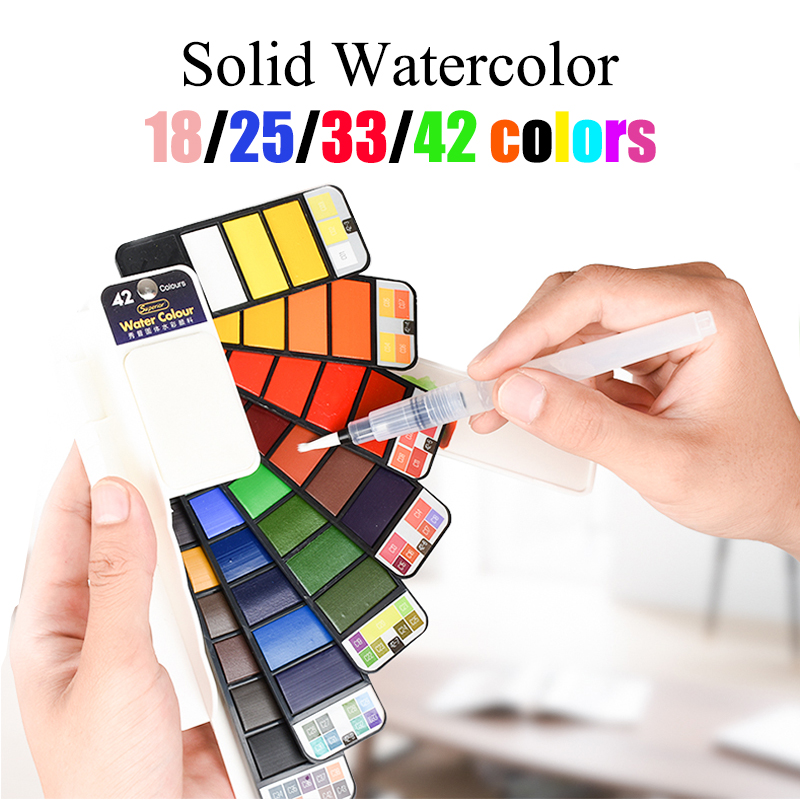 18/25/33/42 Warna Solid Waterc - Watercolor Paint Set Solid Pigment ulasan dan harga