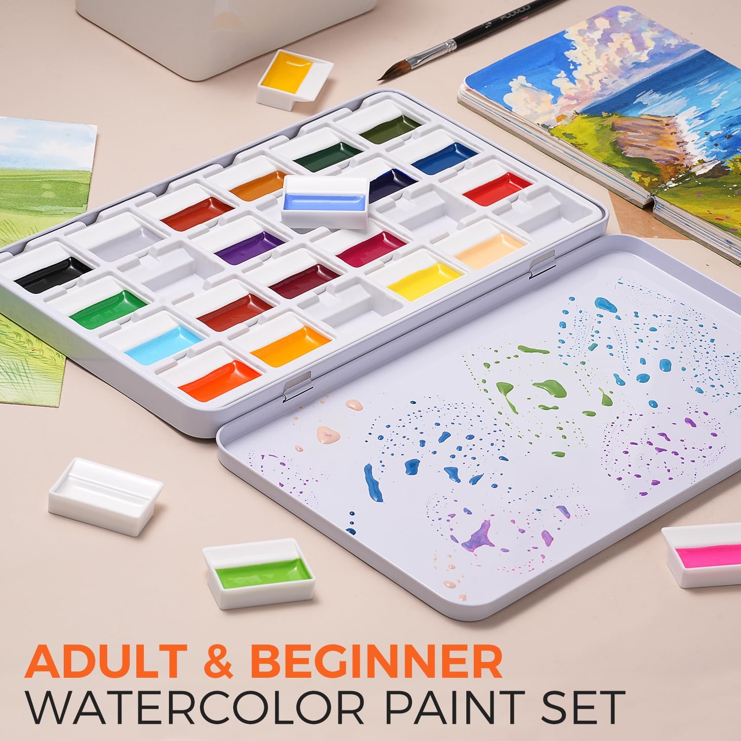 Set Cat Air Solid 24 Warna, Pi - Watercolor Paint Set Solid Pigment ulasan dan harga