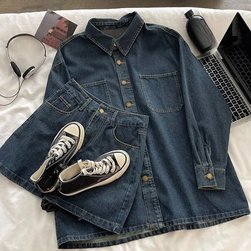 Set Rok Denim Y2K: Jaket Kanci - Embroidery ulasan dan harga