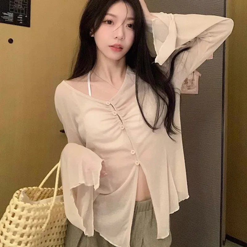 Blus Lengan Lebar Model Sheer  - Embroidery ulasan dan harga