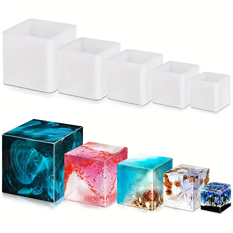 5 buah cetakan Resin persegi s - Silicone Epoxy Resin Molds Set ulasan dan harga