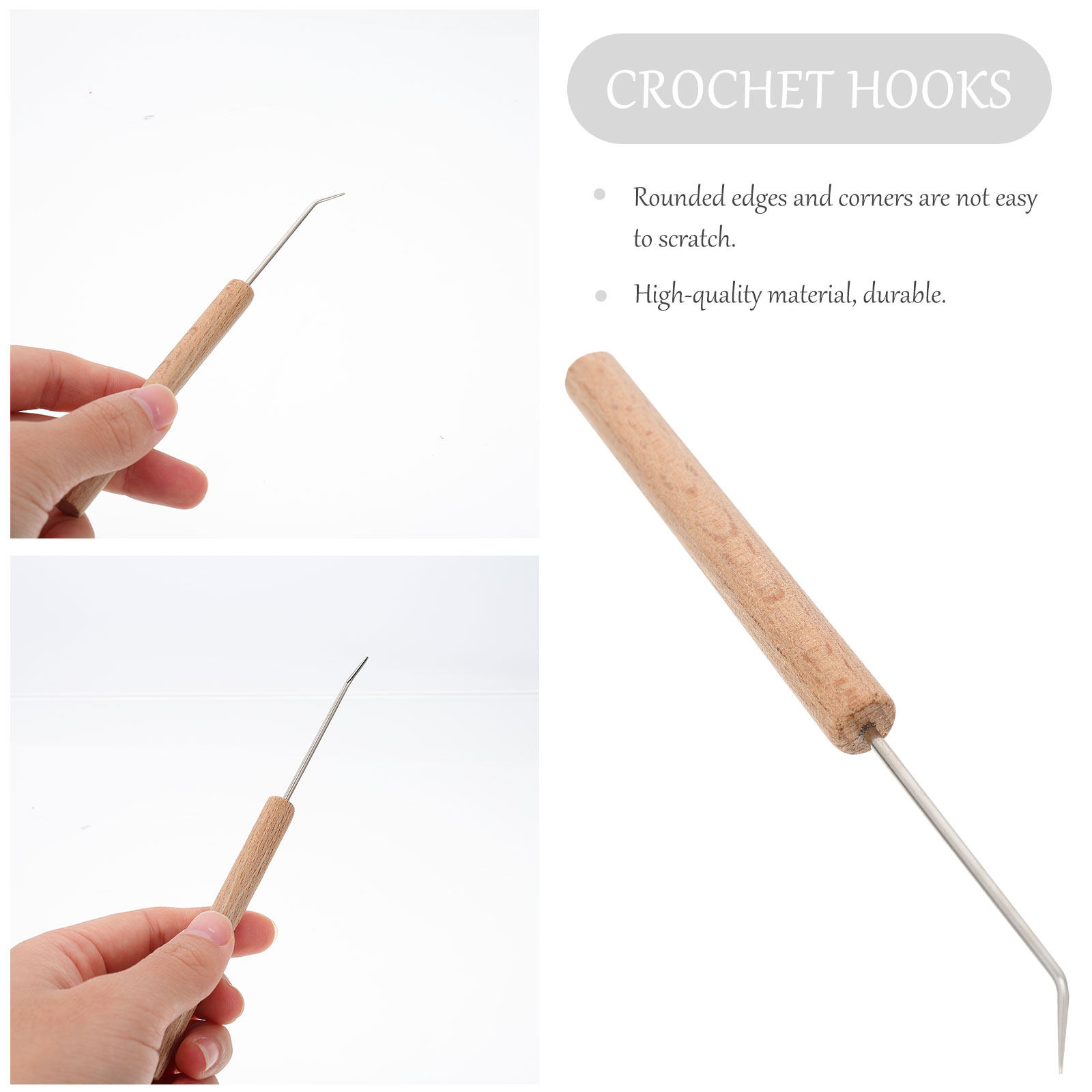 1 buah alat merajut kait yang  - Wooden Crochet Hooks Ergonomic Handle ulasan dan harga