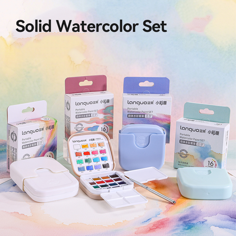 Set Cat Air Solid Languo 16 Wa - Watercolor Paint Set Solid Pigment ulasan dan harga