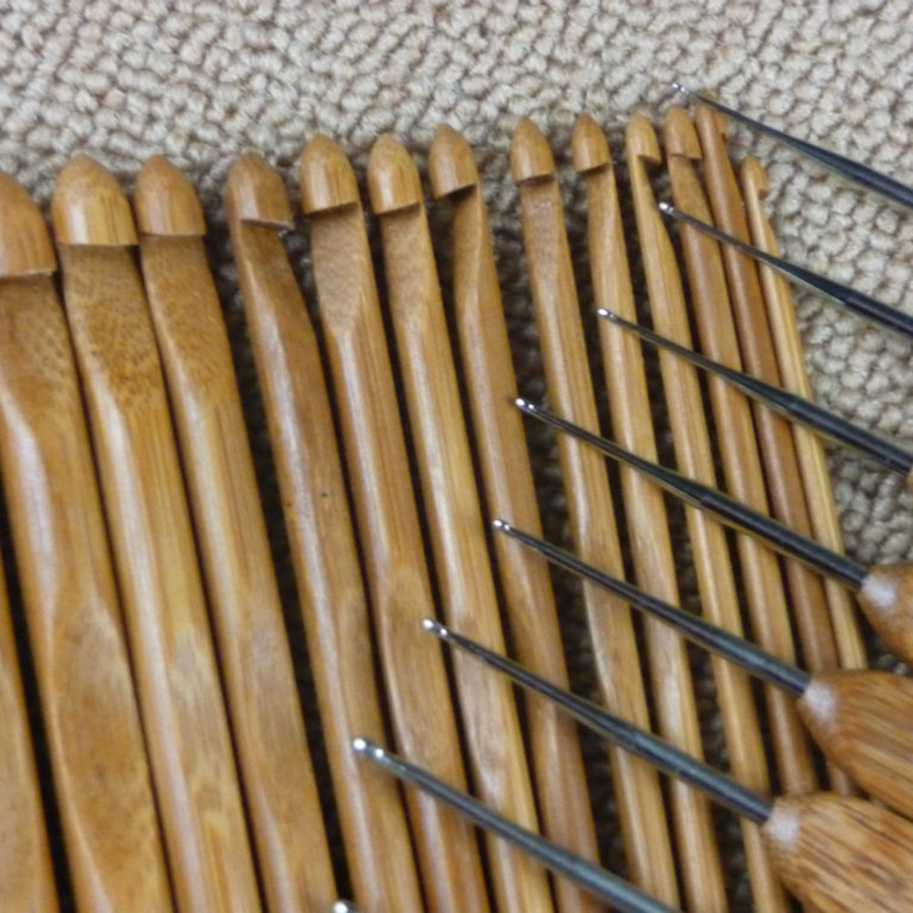 12 Buah Set Jarum Rajut Kayu,  - Wooden Crochet Hooks Ergonomic Handle ulasan dan harga